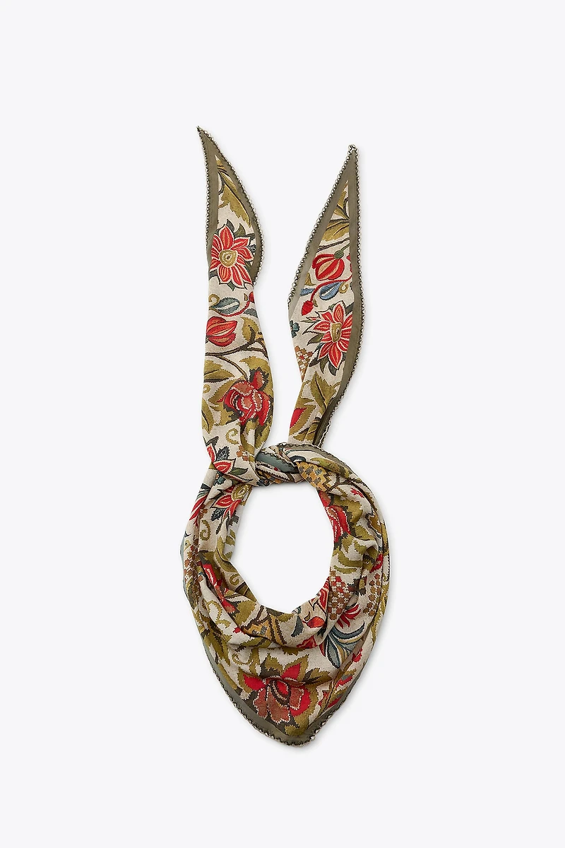 FLORAL PRINT LACE BANDANA