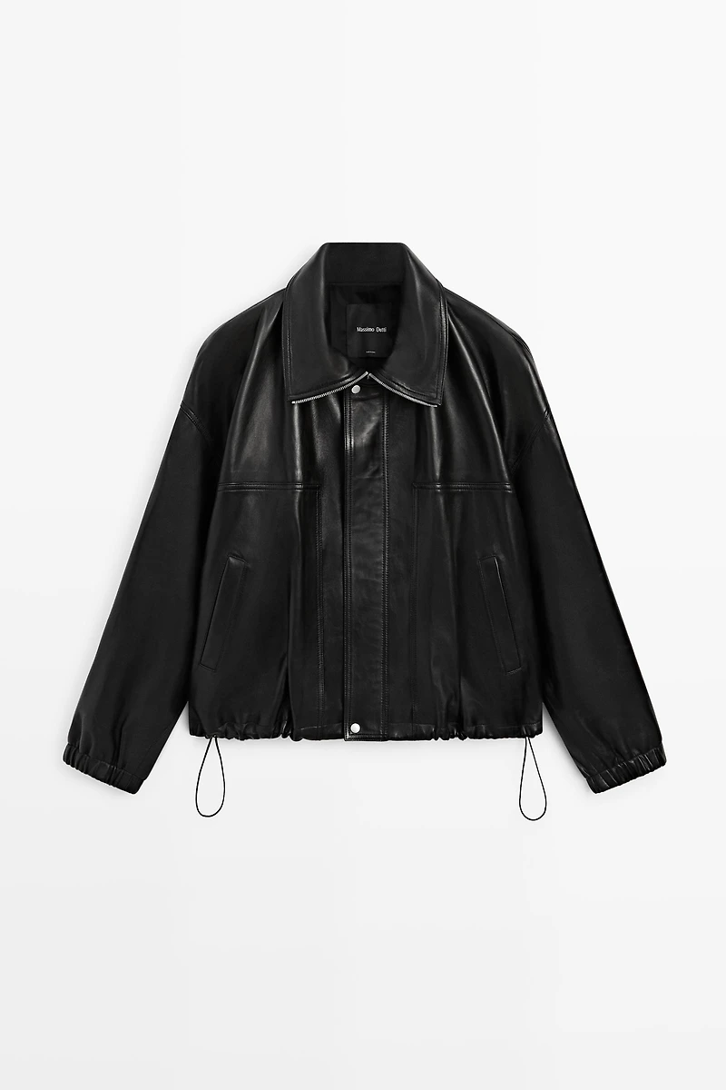 Veste bomber en cuir nappa