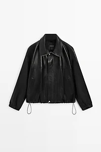 Veste bomber en cuir nappa