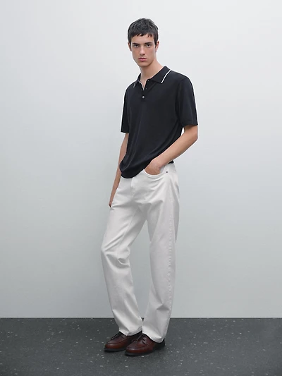 Polo en maille avec col coloré