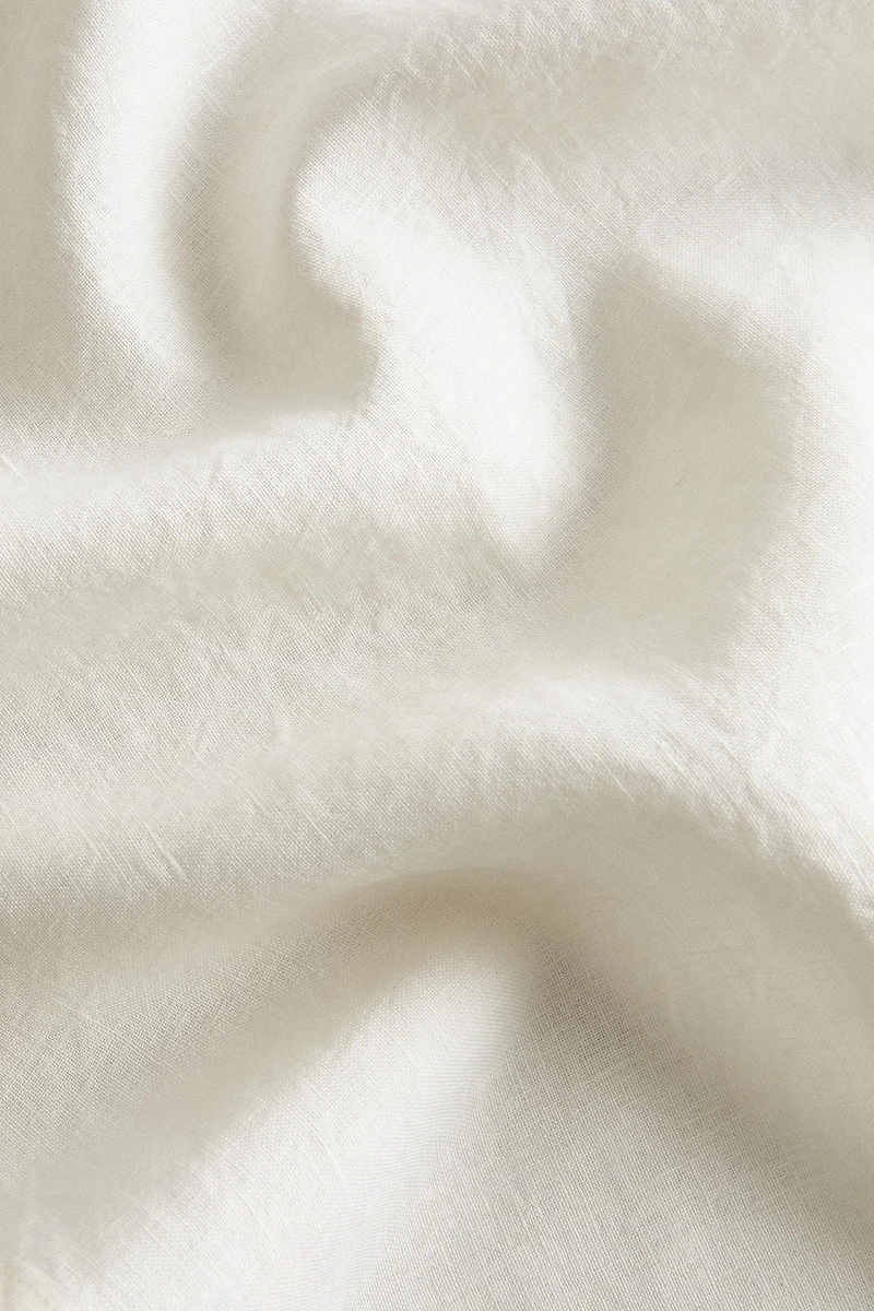 EMBROIDERED HEMSTITCHED WASHED LINEN TOWEL