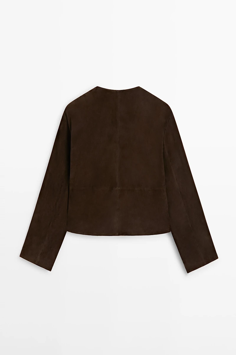 Short suede leather jacket