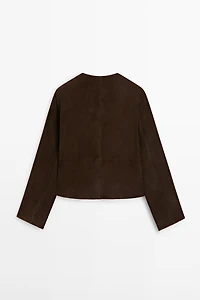 Short suede leather jacket