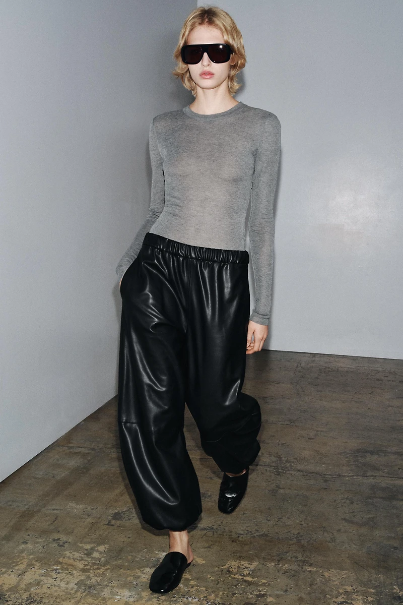 ZW COLLECTION FAUX LEATHER BALLOON PANTS