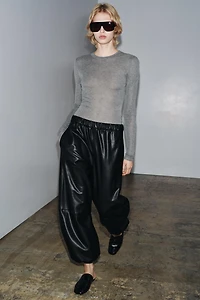 ZW COLLECTION FAUX LEATHER BALLOON PANTS