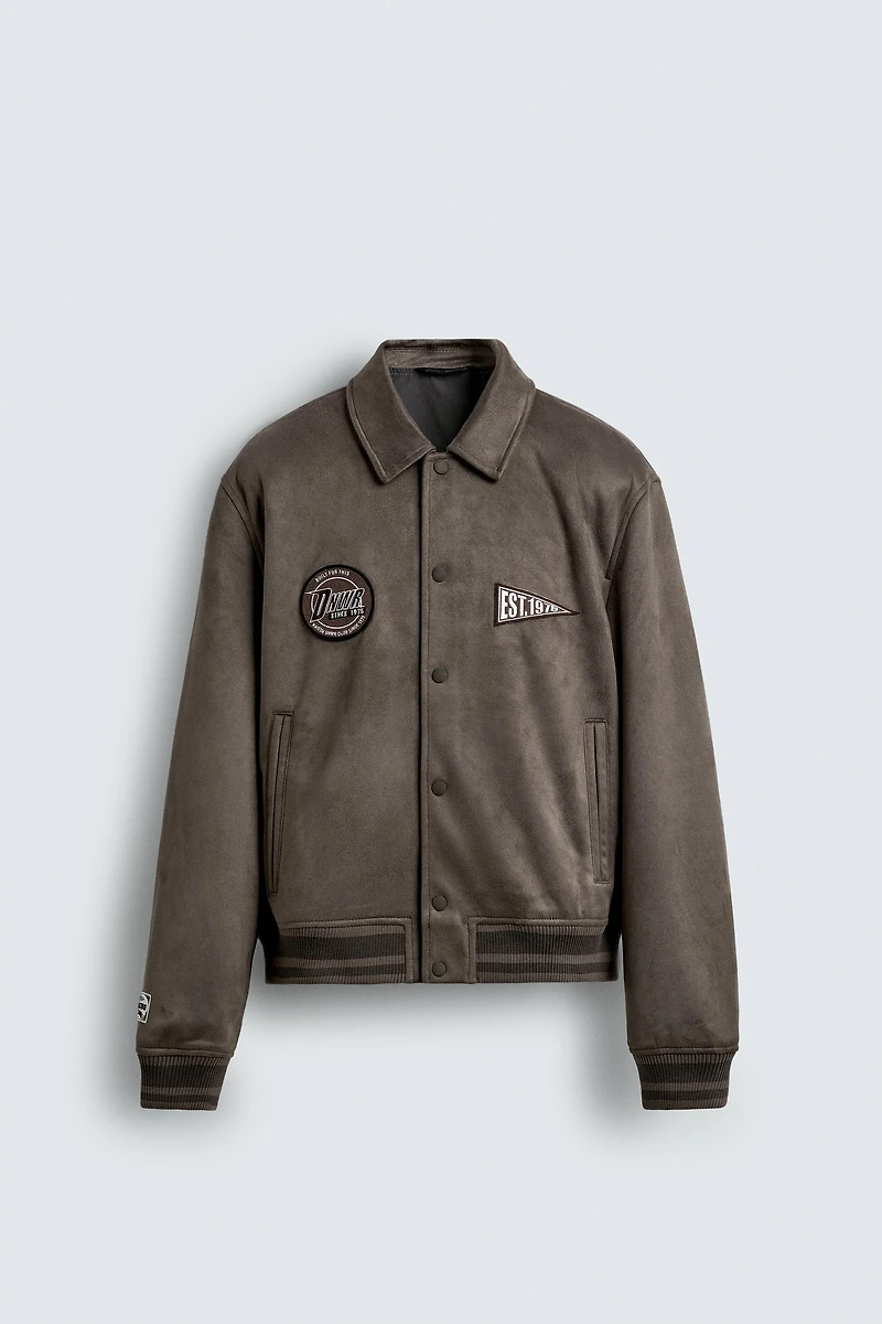 BLOUSON EFFET DAIM PIÈCES ET BRODERIES