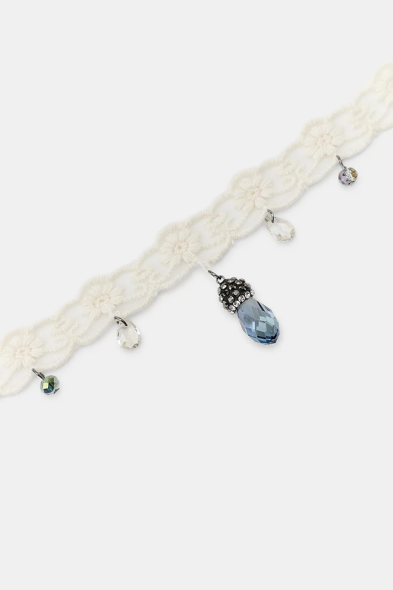 FABRIC JEWELED CHOKER