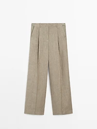Linen blend darted trousers