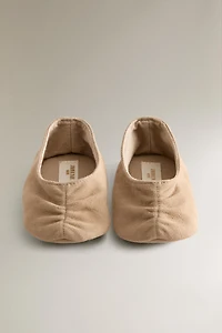 GATHERED LEATHER BALLERINA BOOTIES