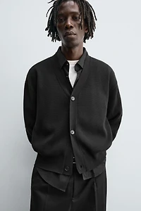 TEXTURED COTTON CARDIGAN