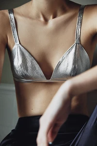 SOUTIEN-GORGE MÉTALLISÉ 100% CUIR