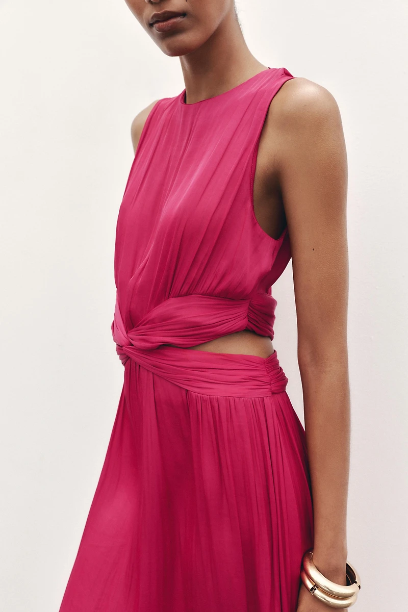 SATIN EFFECT CUT OUT MIDI DRESS