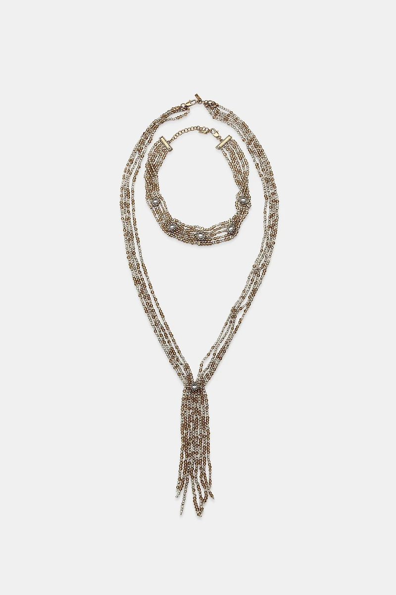 PACK OF 2 BEADED CHOKER NECKLACES