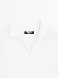 Short sleeve linen polo shirt