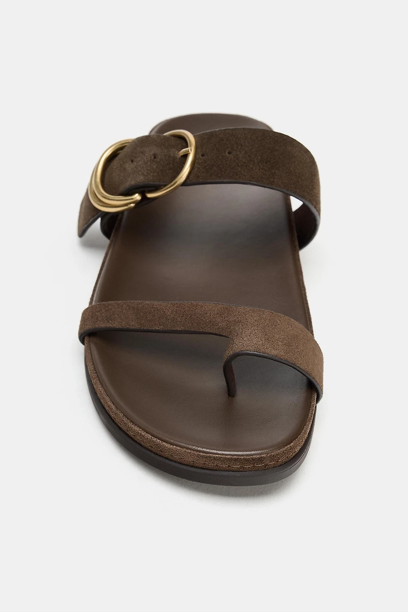 SUEDE FLAT SANDALS
