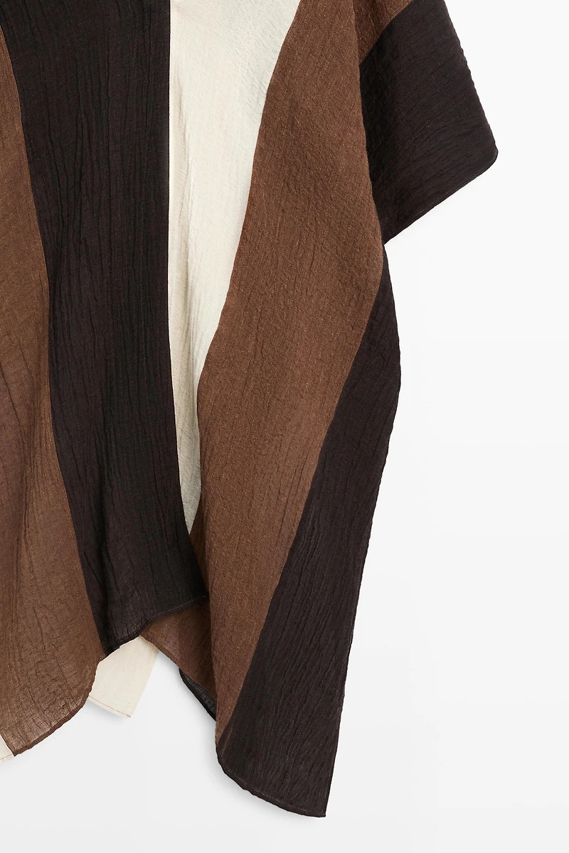 Textured tricolor linen blend kaftan
