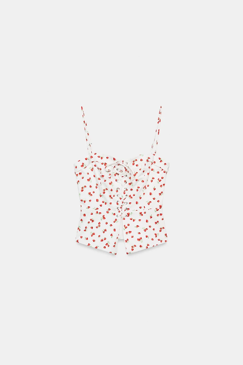 TOP STYLE CORSET À IMPRIMÉ FRAISES