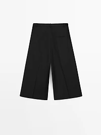 Bermuda long à pinces en flanelle