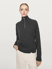 Pull col montant fermeture Éclair 100 % cachemire