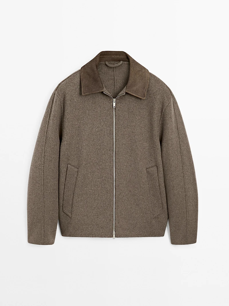 Jacket with double wool collar detail