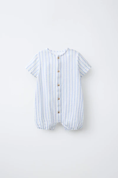 COMBINATION TEXTURED STRIPED ROMPER