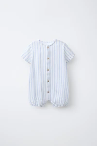 COMBINATION TEXTURED STRIPED ROMPER