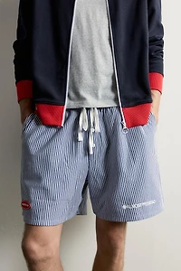 RELAXED FIT STRIPED PATCH BERMUDA SHORTS