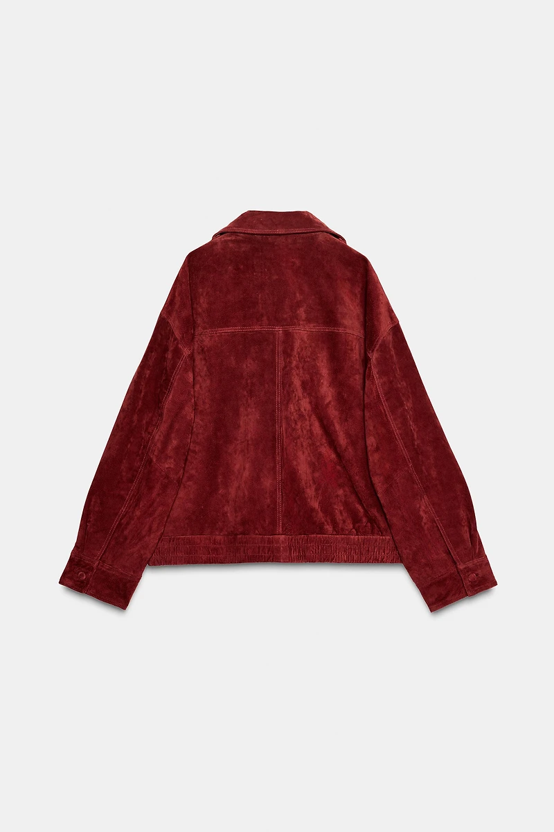 100% SUEDE LEATHER JACKET WITH TABS