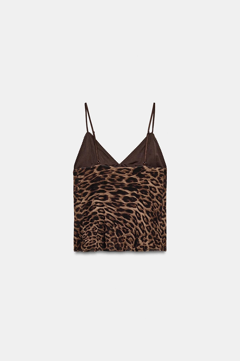 ANIMAL PRINT TULLE TOP