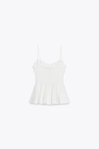 INTERLOCK PEPLUM STRAPPY TOP