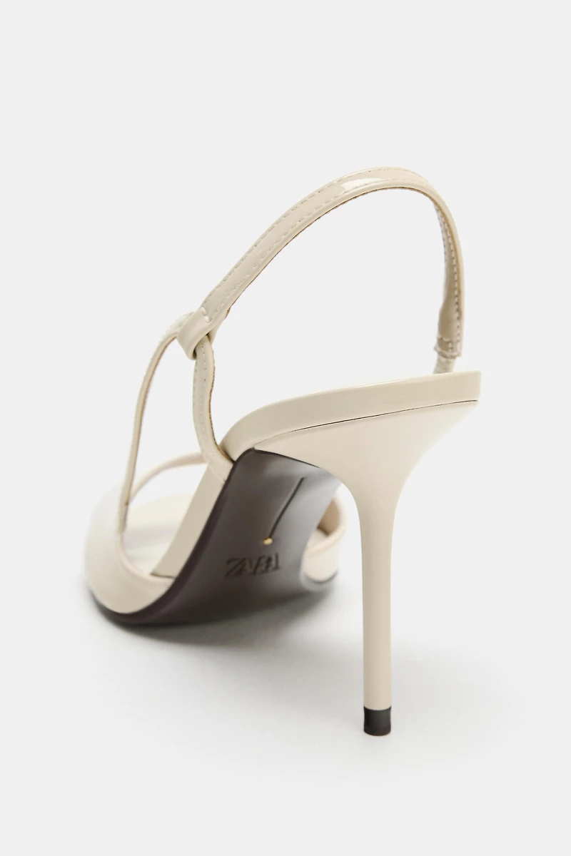 PATENT FINISH HEELED SANDALS