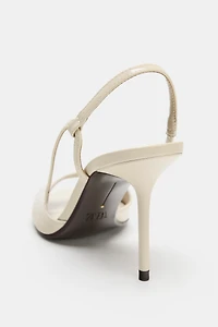 PATENT FINISH HEELED SANDALS