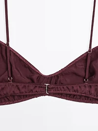 Gathered satin triangle bra
