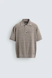 BOUCLÉ TEXTURED KNIT POLO SHIRT