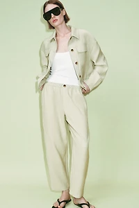 ELASTIC WAIST TAPERED PANTS