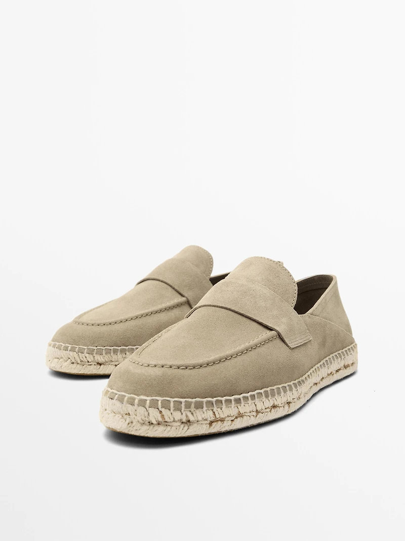 Split suede leather espadrille with piece