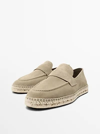 Split suede leather espadrille with piece