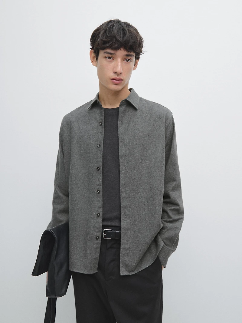 Regular fit check texture melange shirt