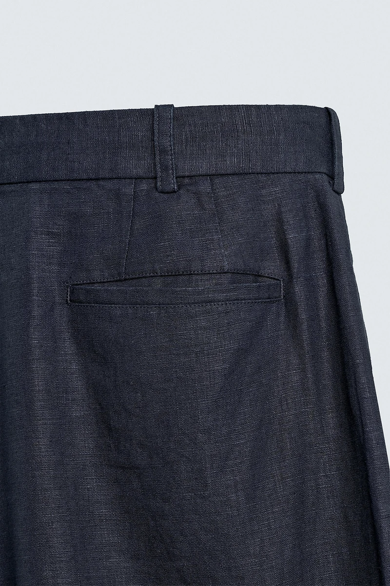 100% HEMP PLEATED WIDE FIT PANTS