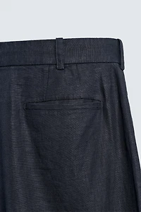 100% HEMP PLEATED WIDE FIT PANTS