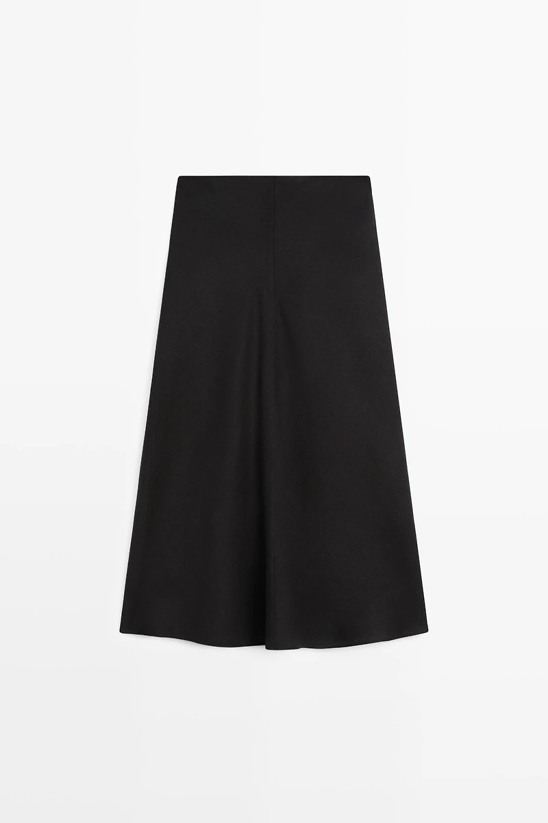 Straight linen midi skirt