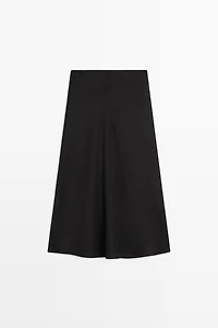 Straight linen midi skirt