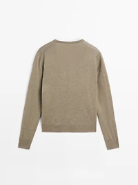 Wool blend V-neck knit sweater