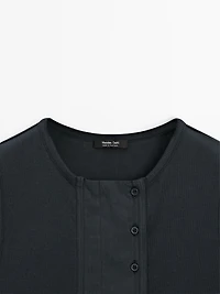 Top à patte de boutonnage coton mélangé