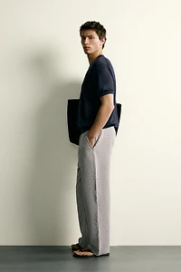 CONTRAST SEERSUCKER RELAXED FIT PANTS