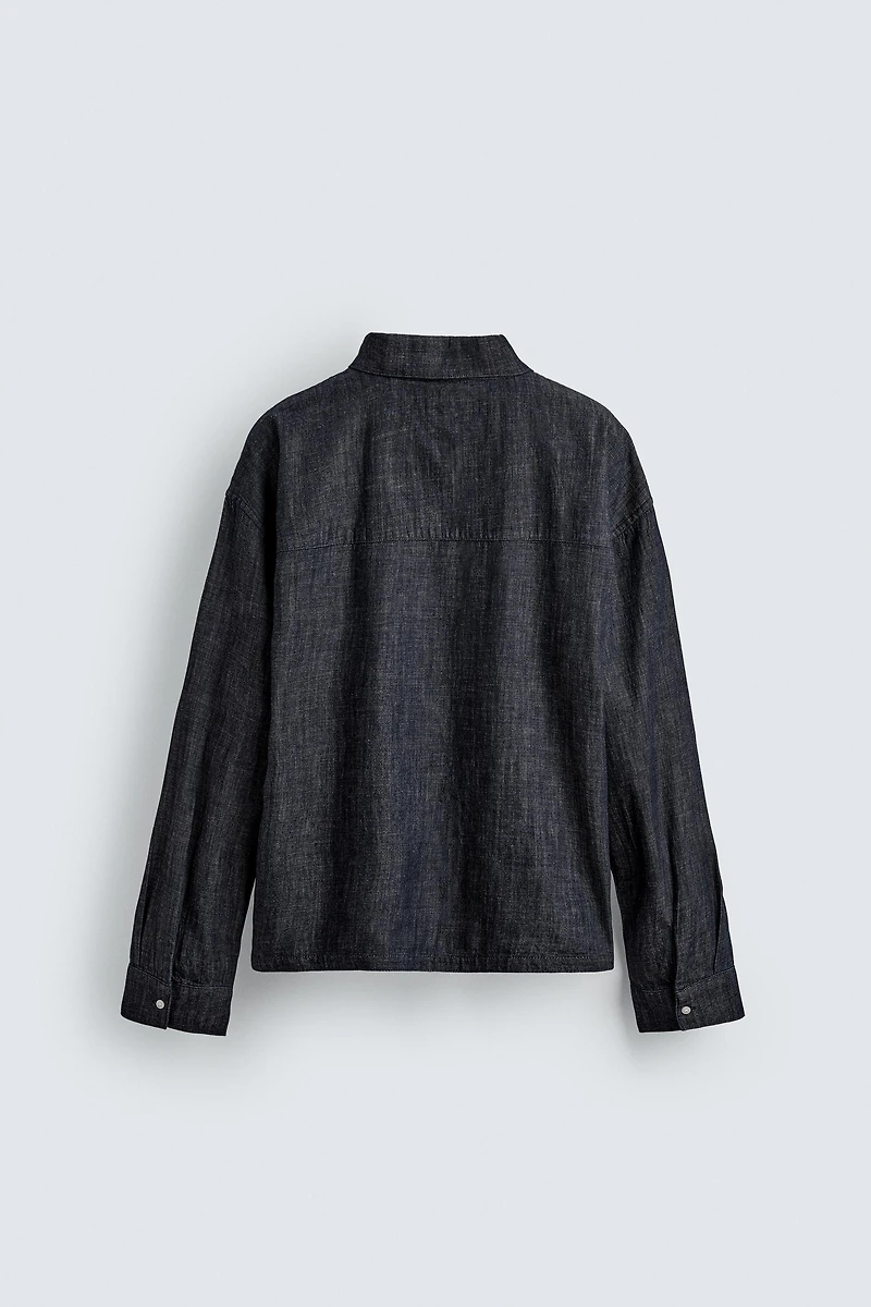 RELAXED FIT DENIM POLO SHIRT