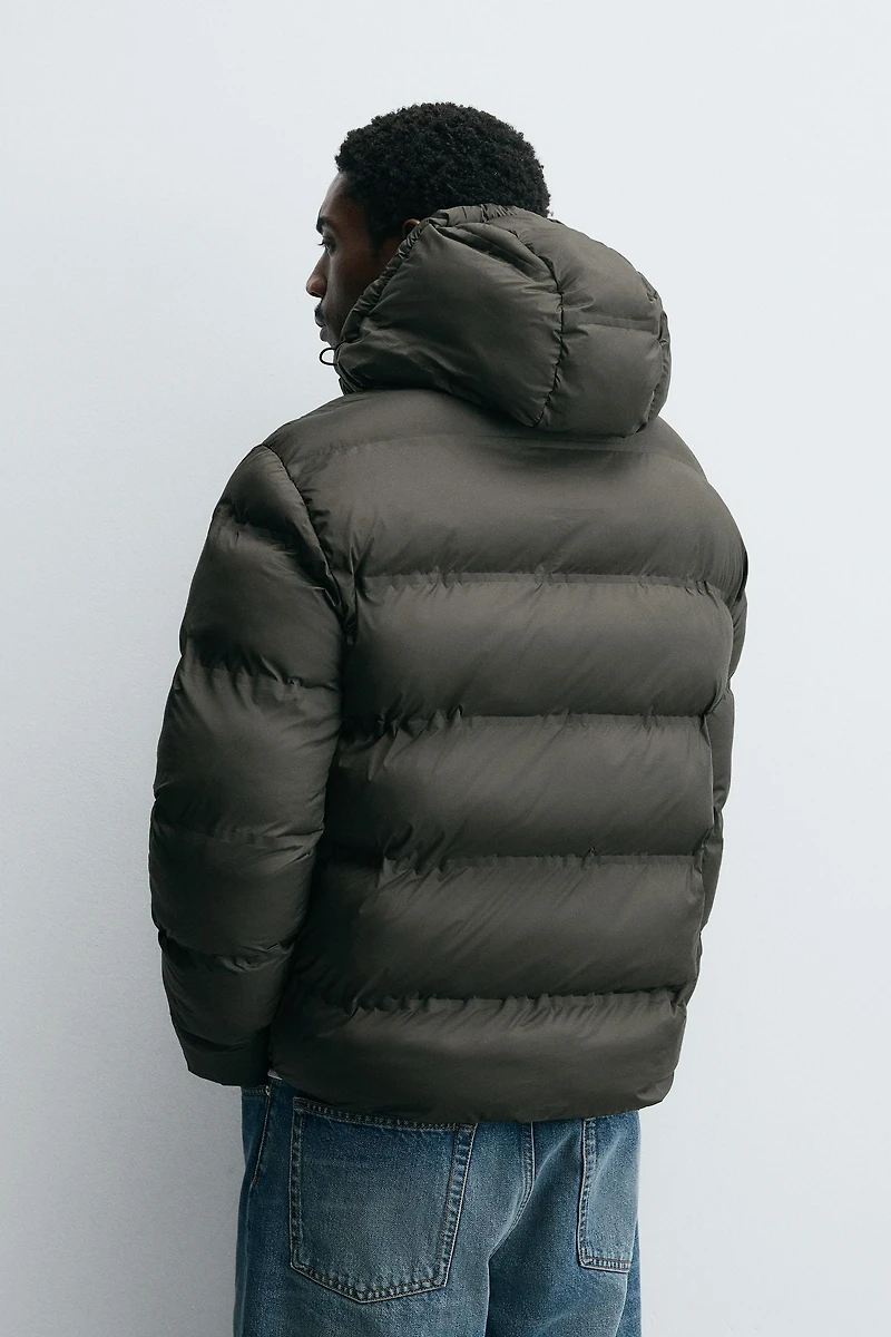 WATER REPELLENT HOODIE PUFFER JACKET