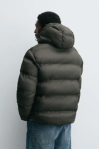 WATER REPELLENT HOODIE PUFFER JACKET