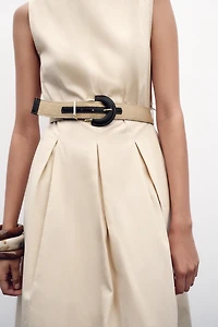 ROBE MIDI EN POPELINE AVEC CEINTURE