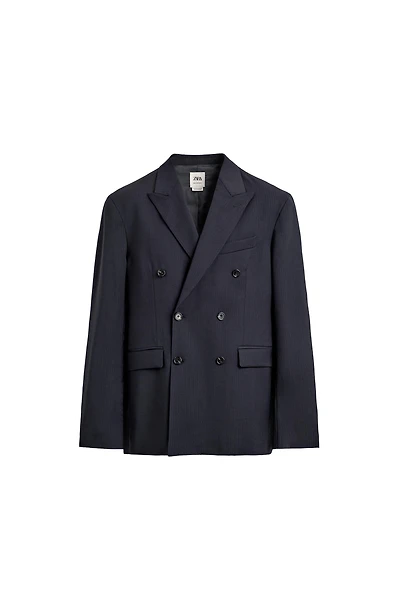 100% WOOL PINSTRIPE SUIT JACKET
